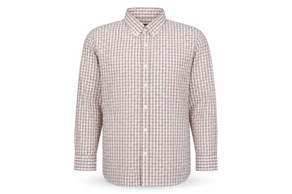 Jasper Conran Men's Brown Check Cotton Long Sleeve Button-Up Shirt L