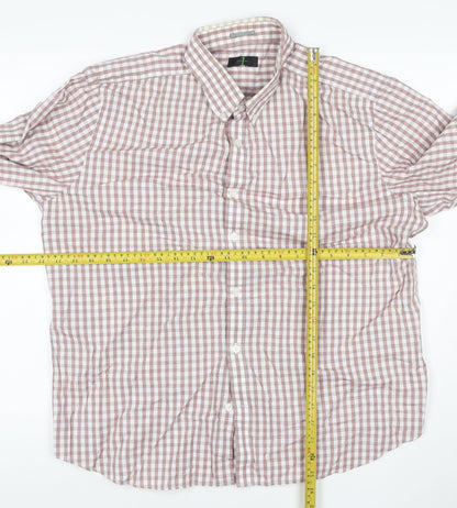 Jasper Conran Men's Brown Check Cotton Long Sleeve Button-Up Shirt L
