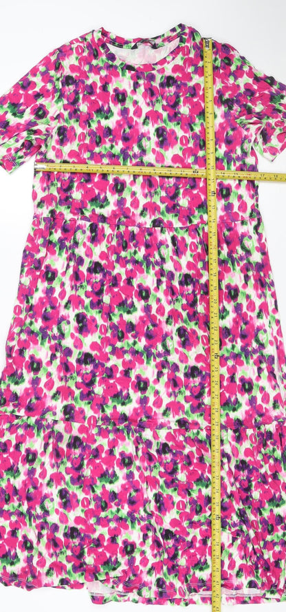Marks and Spencer Women’s Multicoloured Floral Fit & Flare Dress Size 14
