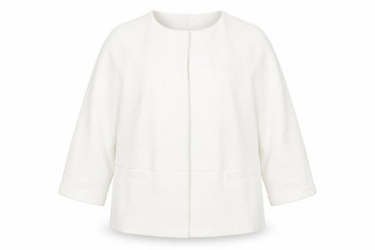Marks & Spencer Women Ivory Textured Collarless Suit Jacket Size 16