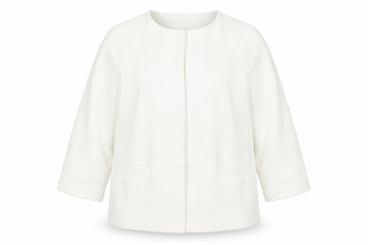 Marks and Spencer Women Ivory Textured Collarless Suit Jacket Size 16