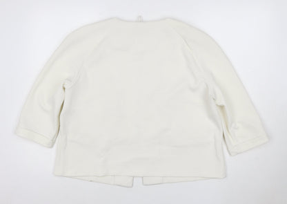 Marks and Spencer Women Ivory Textured Collarless Suit Jacket Size 16