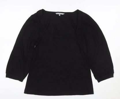 Oliver Bonas Women's Black Square Neck 3/4 Sleeve Blouse UK 10