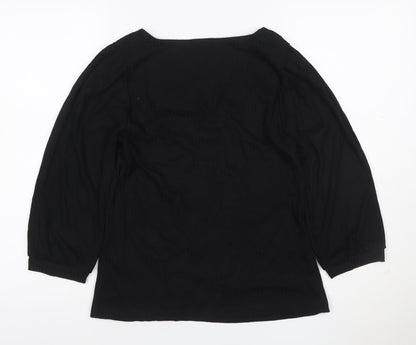 Oliver Bonas Women's Black Square Neck 3/4 Sleeve Blouse UK 10
