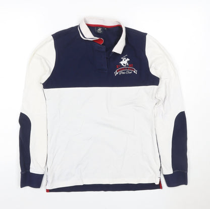 Beverly Hills Polo Club Men's Blue Long Sleeve Cotton Polo M