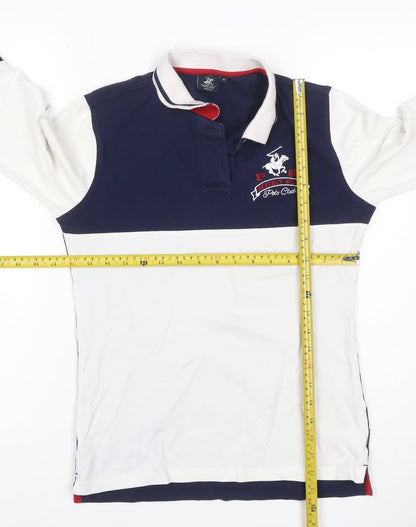Beverly Hills Polo Club Men's Blue Long Sleeve Cotton Polo M