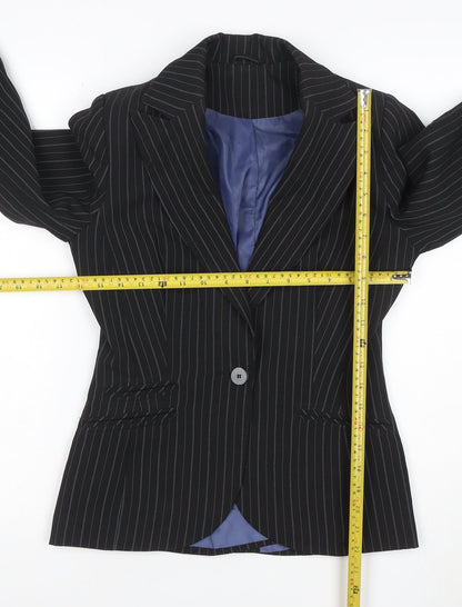 New Look Women's Black Pinstripe Tailored Blazer UK 10