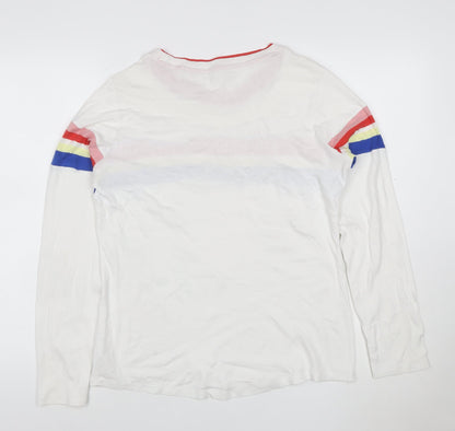 Next Womens White Rainbow Stripe Long Sleeve Ringer T-Shirt Size 18