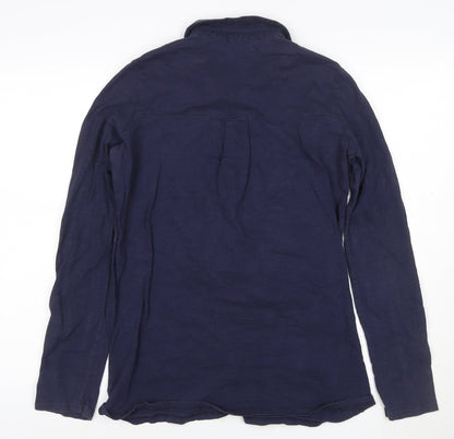 Long Tall Sally Womens Blue Button-Up Cotton Shirt XS