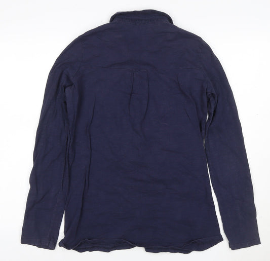 Long Tall Sally Womens Blue Button-Up Cotton Shirt XS