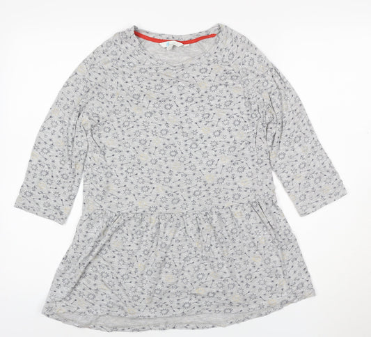 Boden Women Grey Star Print Tunic T-Shirt XS 3/4 Sleeve