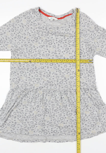 Boden Women Grey Star Print Tunic T-Shirt XS 3/4 Sleeve