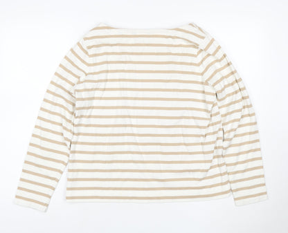 GANT Women Beige Stripe Pullover Sweatshirt Cotton L