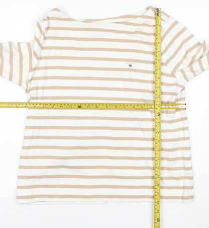 GANT Women Beige Stripe Pullover Sweatshirt Cotton L