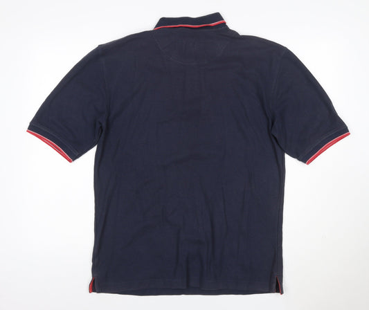Back Swing Men's Blue Polo Shirt M Regular Fit Short Sleeve Cotton Blend