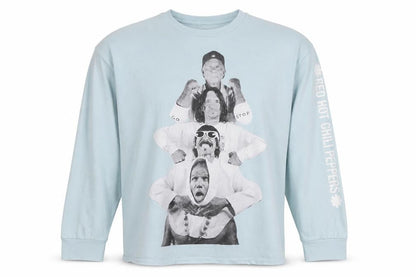 Red Hot Chili Peppers Men's Blue Long Sleeve Band Tour T-Shirt Size L