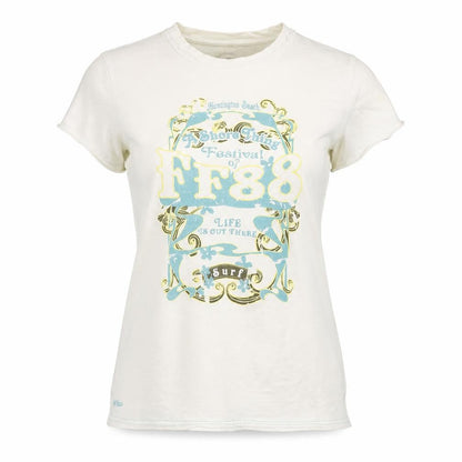 Fat Face Women’s Ivory Graphic Surf T-Shirt Size 10 Cotton