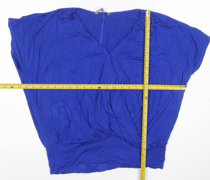 Principles Women's Blue V-Neck Jersey Wrap Blouse Size 14