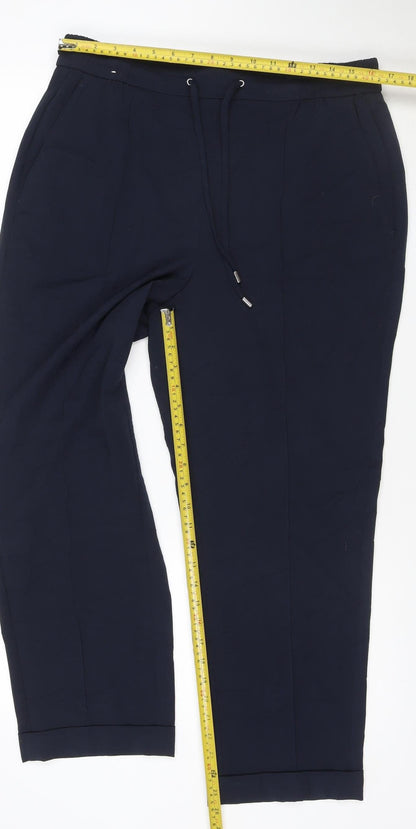 Next Women Navy Blue Size 16R Elastic Waist Straight Trousers