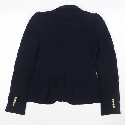 Zara Woman Navy Blue Single-Breasted Blazer Jacket UK 8
