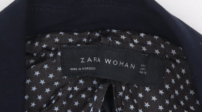 Zara Woman Navy Blue Single-Breasted Blazer Jacket UK 8