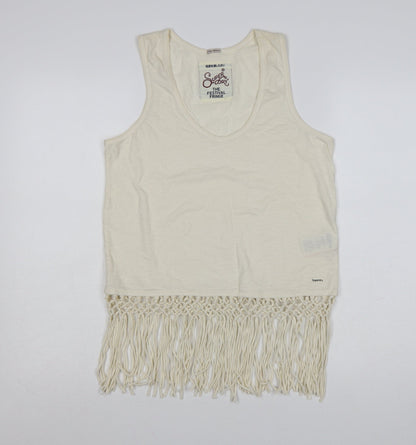 Superdry Womens Ivory Fringe Festival Tank Top Size S