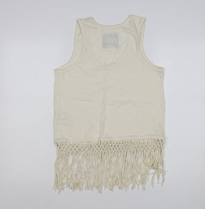 Superdry Womens Ivory Fringe Festival Tank Top Size S