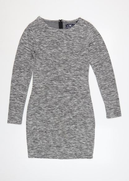 Superdry Women Grey Bodycon Jersey Dress Size M Long Sleeve