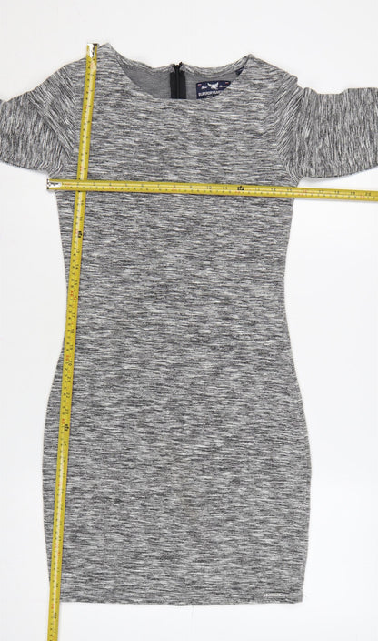 Superdry Women Grey Bodycon Jersey Dress Size M Long Sleeve