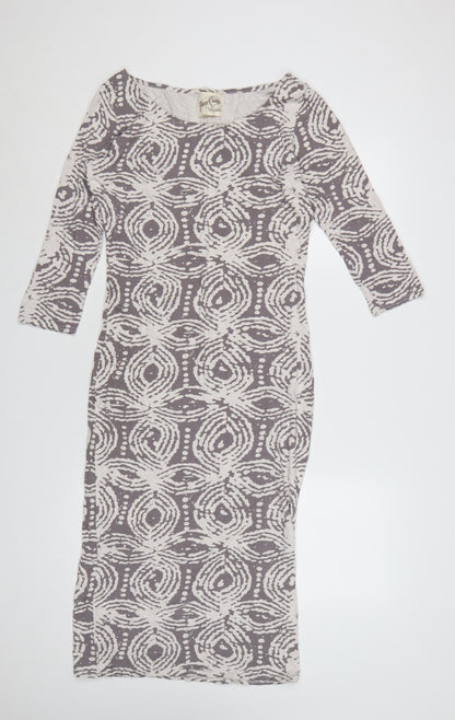 A Postcard From Brighton Women's Grey Geometric Bodycon Midi Dress M