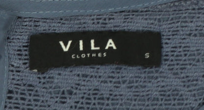 Vila Women Blue S Shirt Dress Lace Detail Long Sleeve Polyester