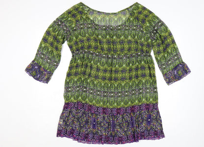 Wallis Petite Women's Multicoloured Geometric Sheer Beach Cover Up L