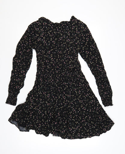 Apricot Women’s Black Floral Fit & Flare Short Dress Size 10