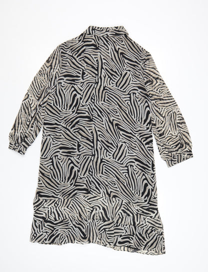 Phase Eight Women’s Black Animal Print Shirt Dress UK 8
