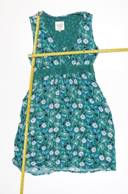Mantaray Faithful & True Green Floral Sleeveless Wrap Dress Size 12