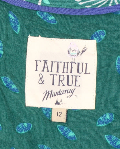 Mantaray Faithful & True Green Floral Sleeveless Wrap Dress Size 12
