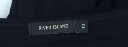 River Island Women Black Size 12 Bodycon Stretch Long Sleeve Dress