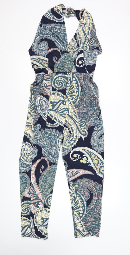 Next Petite Women's Multicoloured Paisley Halter Jumpsuit Size 8