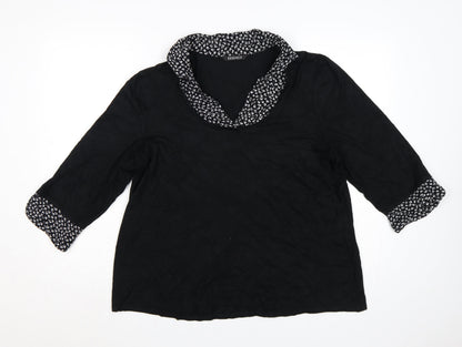Evans Womens Black Floral Trim Cowl Neck Tunic Blouse Size 20