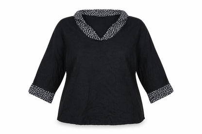 Evans Womens Black Floral Trim Cowl Neck Tunic Blouse Size 20