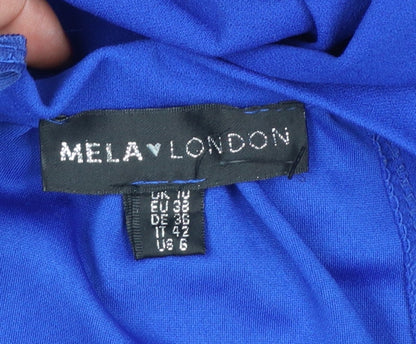 Mela London Women’s Blue Sleeveless Halter Wide-Leg Jumpsuit Size 10