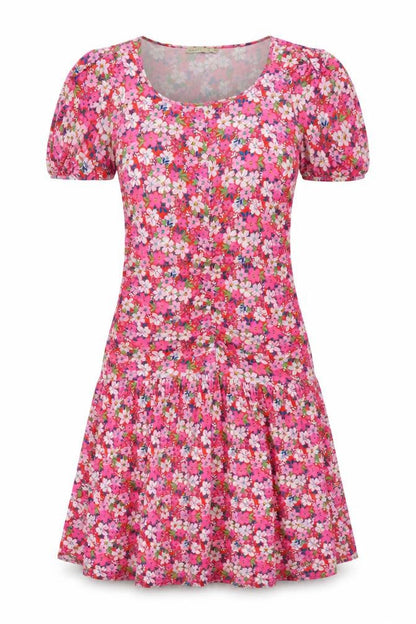 Oasis Womens Pink Floral Fit & Flare Knee Length Dress L
