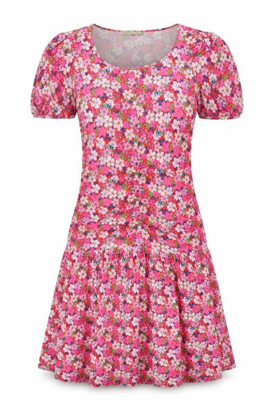 Oasis Womens Pink Floral Fit & Flare Knee Length Dress L