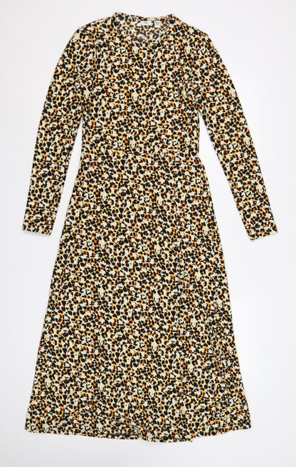 River Island Women’s Multicoloured Leopard Print Midi A-Line Dress Size 8