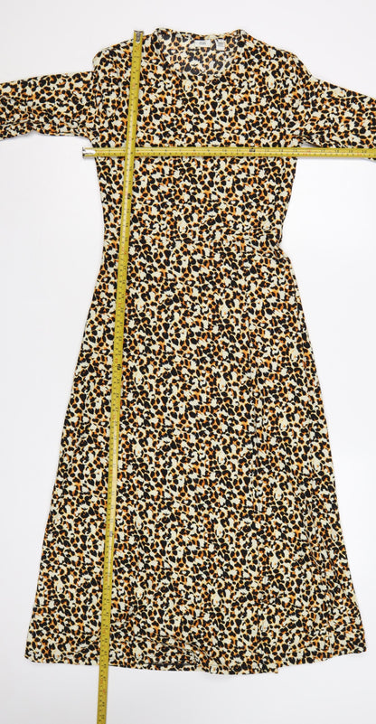 River Island Women’s Multicoloured Leopard Print Midi A-Line Dress Size 8