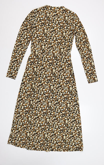River Island Women’s Multicoloured Leopard Print Midi A-Line Dress Size 8