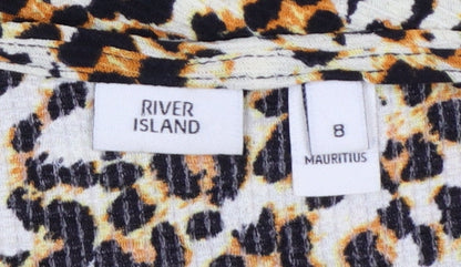 River Island Women’s Multicoloured Leopard Print Midi A-Line Dress Size 8