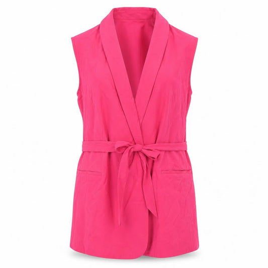 Marks and Spencer Women Pink Sleeveless Belted Suit Waistcoat Size 12