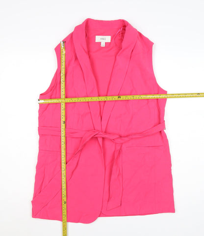 Marks and Spencer Women Pink Sleeveless Belted Suit Waistcoat Size 12