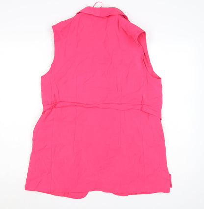 Marks and Spencer Women Pink Sleeveless Belted Suit Waistcoat Size 12